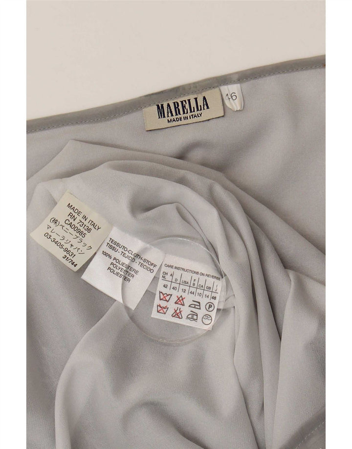 Marella Blusa transparente para mujer UK 44 Poliéster floral gris grande