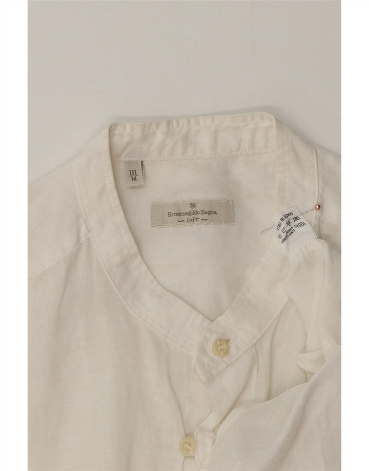 ERMENEGILDO ZEGNA Camisa Hombre Mediana Lino Blanco