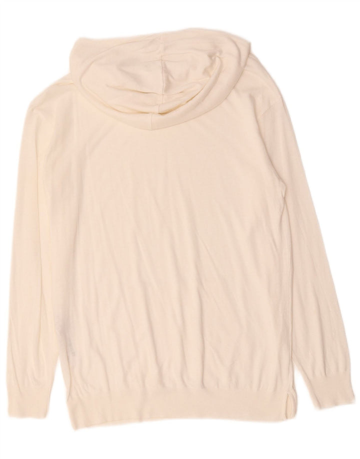 Massimo Dutti Jersey con capucha para mujer UK 42 Medium White Lyocell