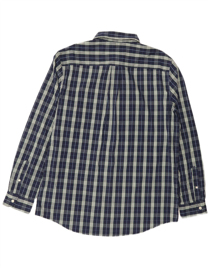 Chaps Camisa para hombre grande de algodón a cuadros azul marino
