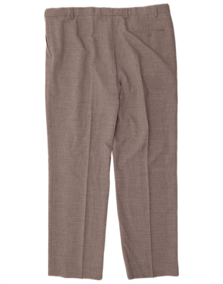 Marks & Spencer Pantalón de traje recto para hombre W42 L33 Poliéster gris