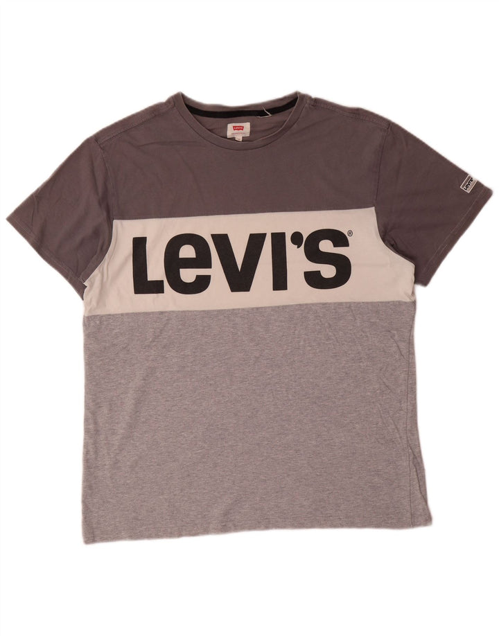 LEVI'S Camiseta gráfica para hombre Top gris medio con bloques de color