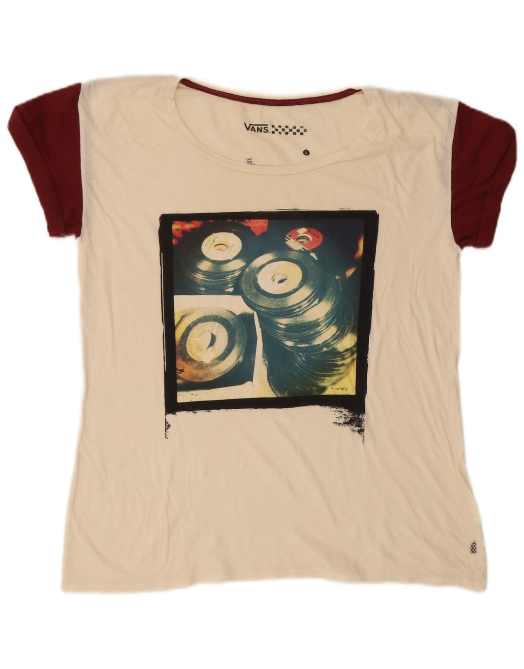 VANS Camiseta gráfica para mujer Top UK 46 Large Off White Colorblock