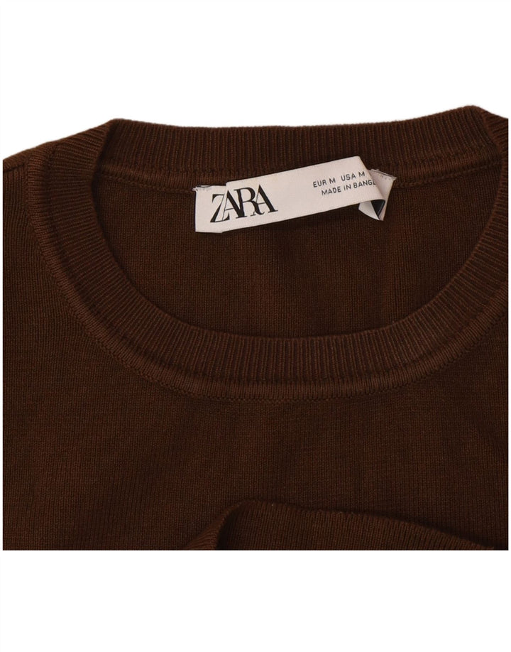 Zara Mujer Crop Top Sin Mangas UK 42 Viscosa Marrón Medio