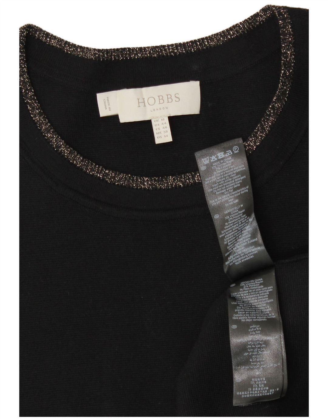 Hobbs Vestido tipo jersey para mujer UK 40 XL Viscosa negra