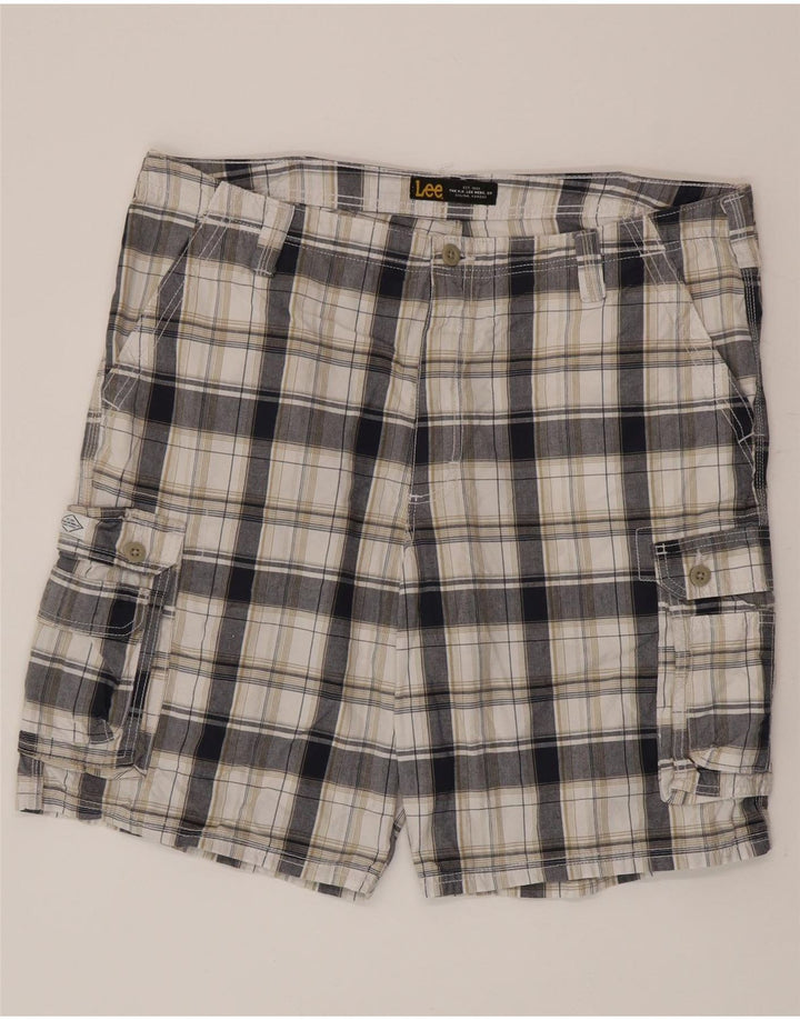 Pantalones cortos tipo cargo Lee para hombre W40 XL Algodón a cuadros blancos