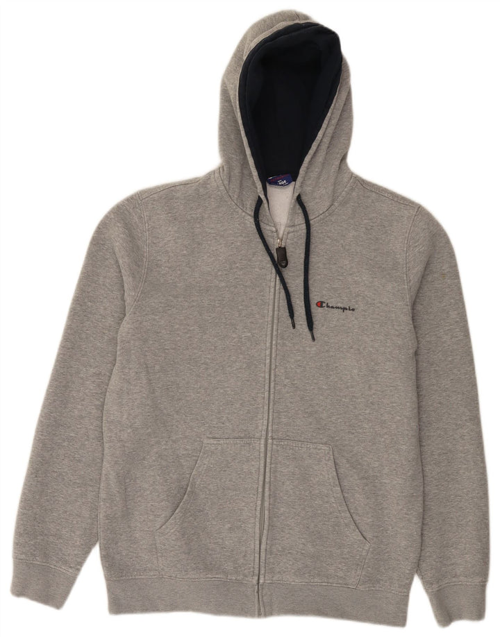 Champion Sudadera con capucha y cremallera para hombre, tamaño grande, algodón gris