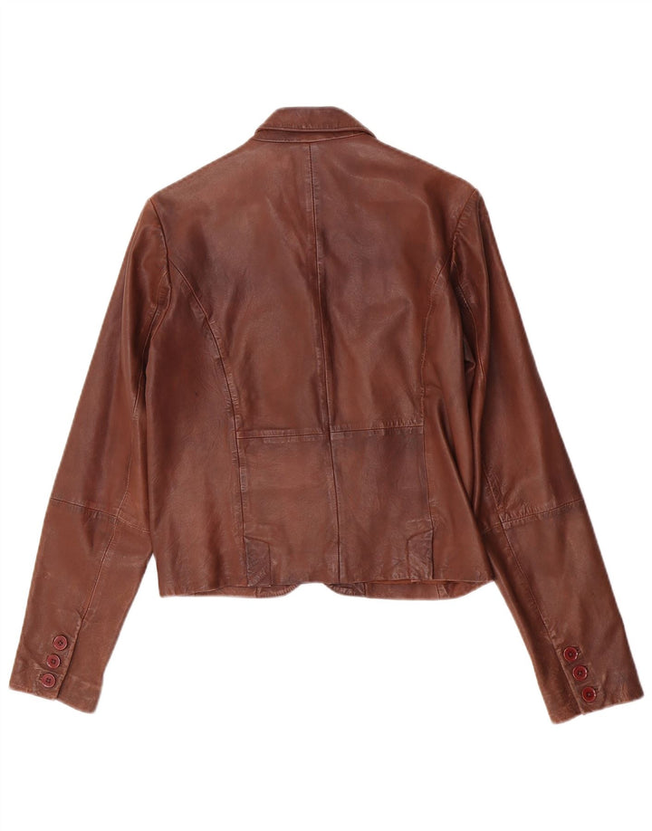 Mason's Chaqueta tipo blazer de cuero con 3 botones para mujer IT 42 Marrón medio