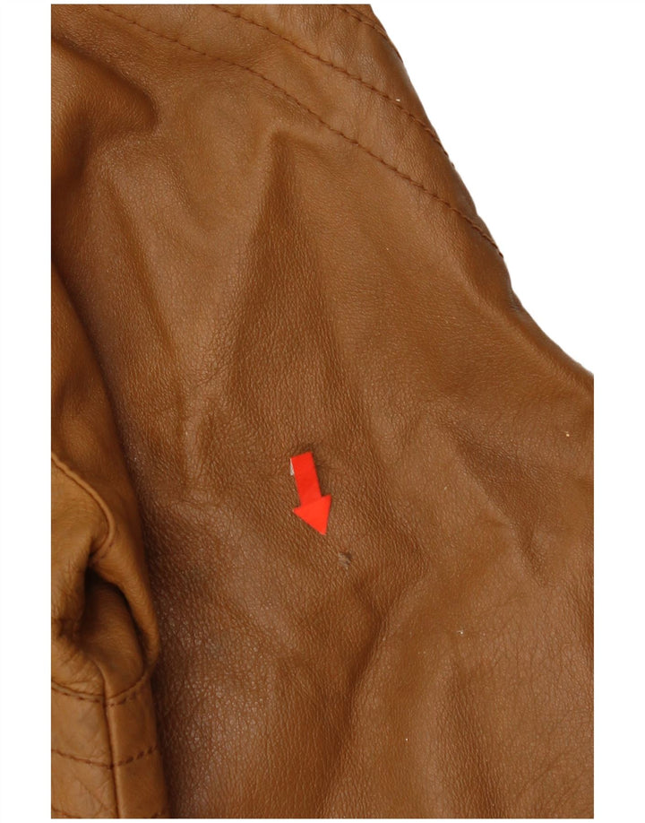 Chaqueta de cuero vintage para mujer IT 44 cuero marrón medio
