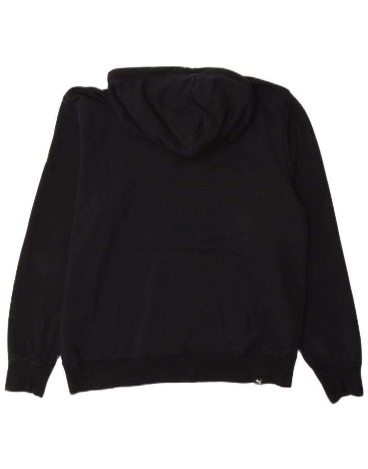 PUMA Jersey con capucha gráfica para hombre, talla grande, algodón negro con bloques de color