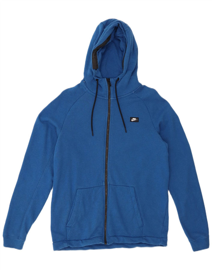 NIKE Sudadera con capucha y cremallera para hombre, algodón azul medio