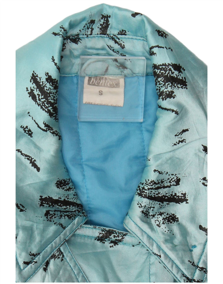 Vintage hombres patrón abstracto chaqueta cortavientos Reino Unido 36 azul pequeño
