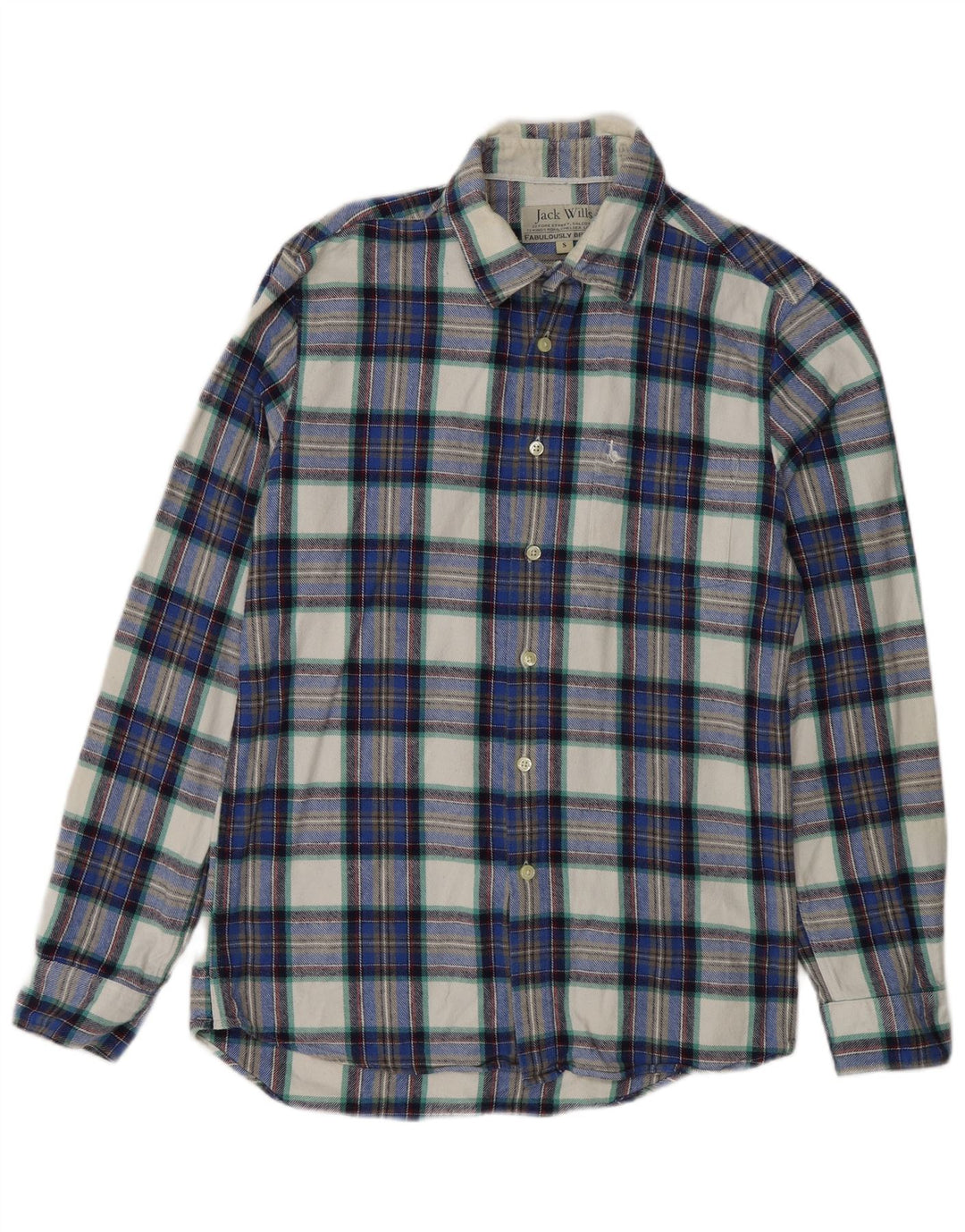 Jack Wills Camisa De Franela Para Hombre Pequeña Algodón A Cuadros Azul Marino