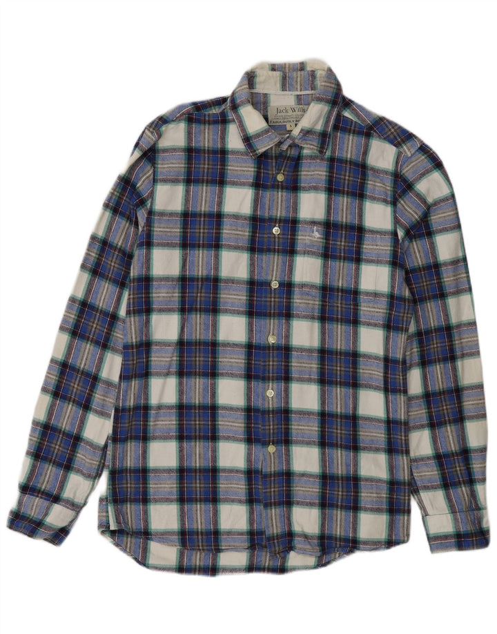 Jack Wills Camisa De Franela Para Hombre Pequeña Algodón A Cuadros Azul Marino