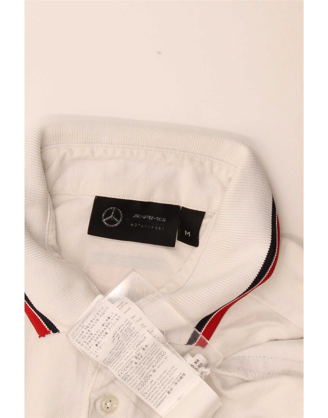 Polo gráfico vintage para hombre de algodón a rayas blanco medio