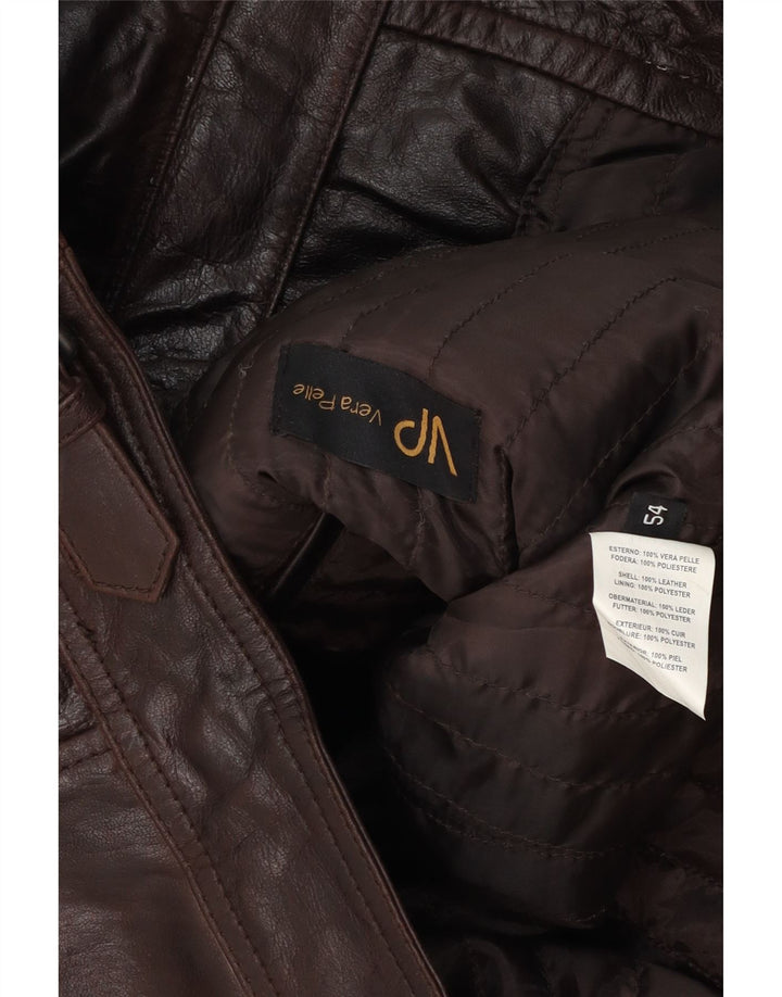 Vintage hombres bombardero chaqueta de cuero IT 54 2XL cuero marrón