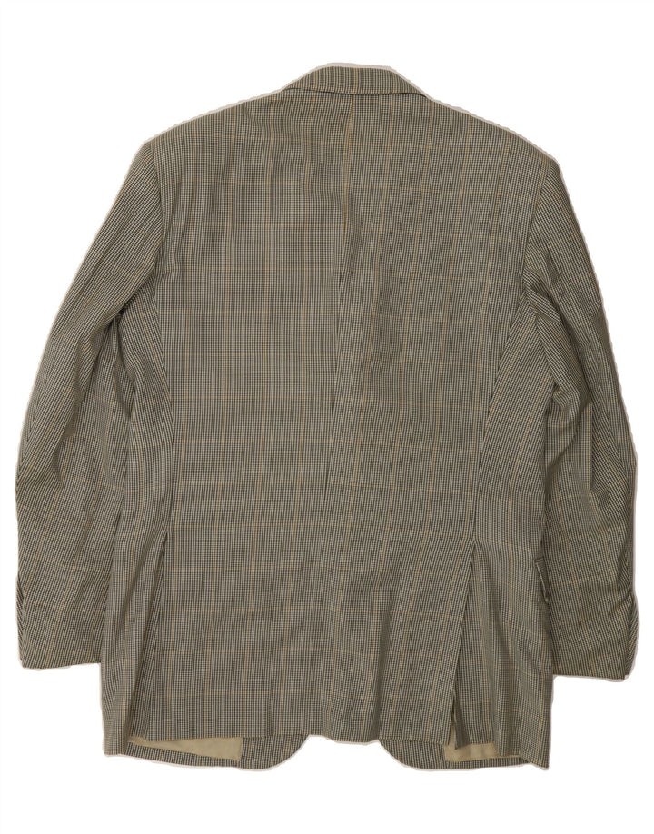 TRUSSARDI Mens 3 Button Blazer Jacket IT 48 Medium Grey Check Virgin Wool Vintage Trussardi and Second-Hand Trussardi from Messina Hembry 