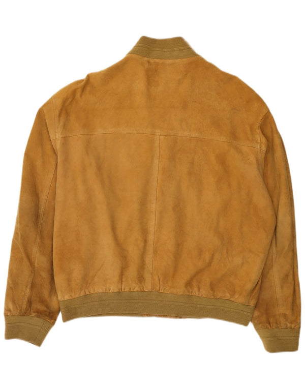 Vintage hombres ante bomber chaqueta Reino Unido 42 XL cuero beige