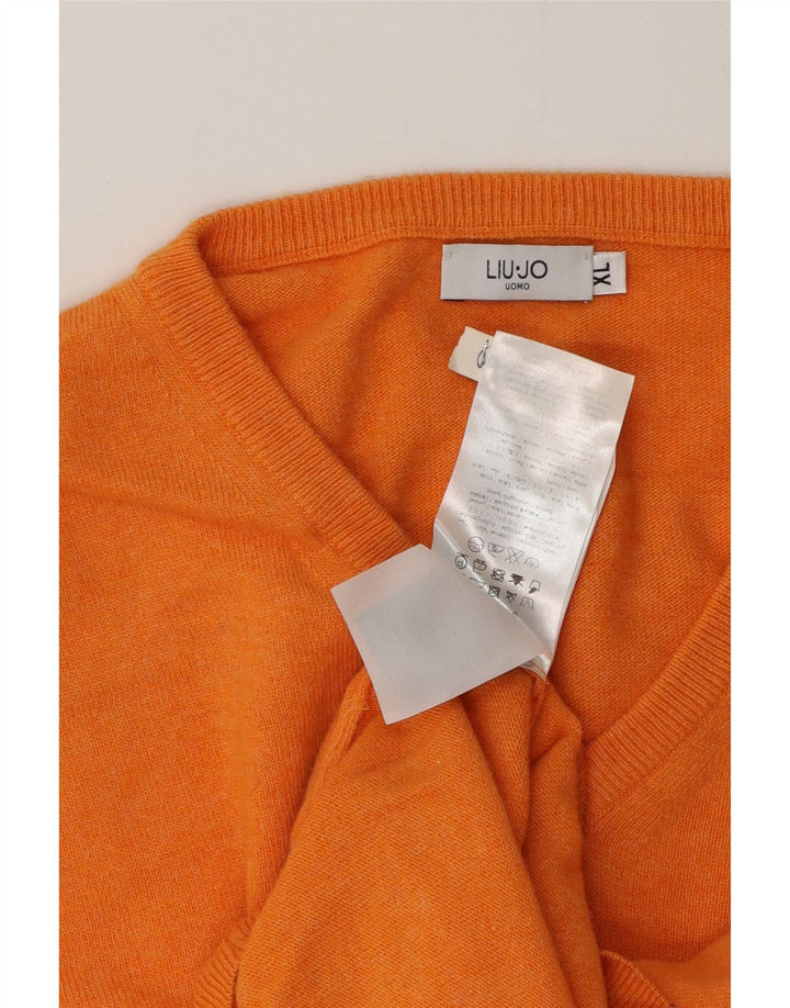 Liu Jo Jersey con Cuello en V para Hombre XL Lana Naranja