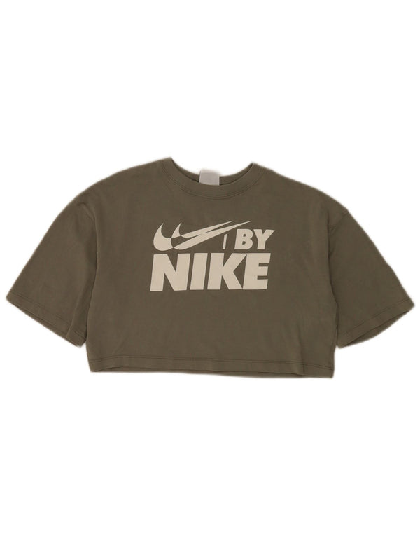 Nike Camiseta corta gráfica para mujer UK 6 XS Algodón caqui