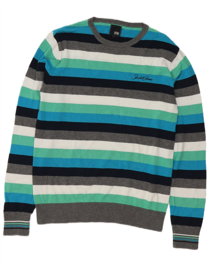 Jack & Jones Jersey con Cuello Redondo para Hombre, Jersey Grande, Rayas Multicolores
