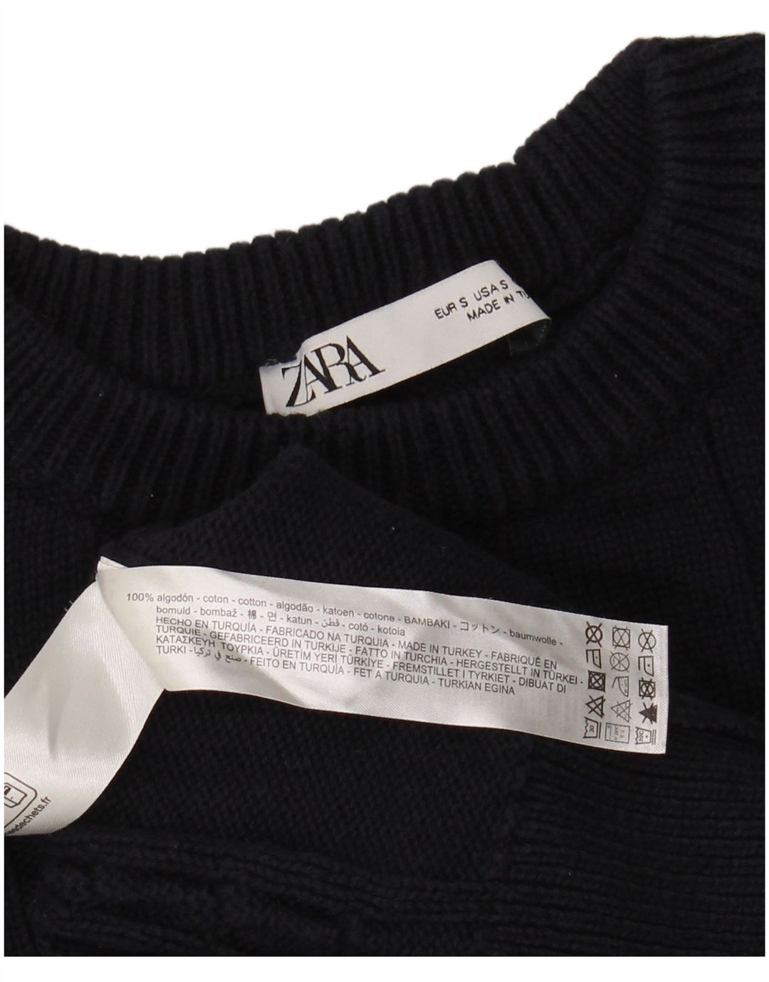 Zara Hombre Jersey Cuello Redondo Jersey Small Azul Marino Algodón