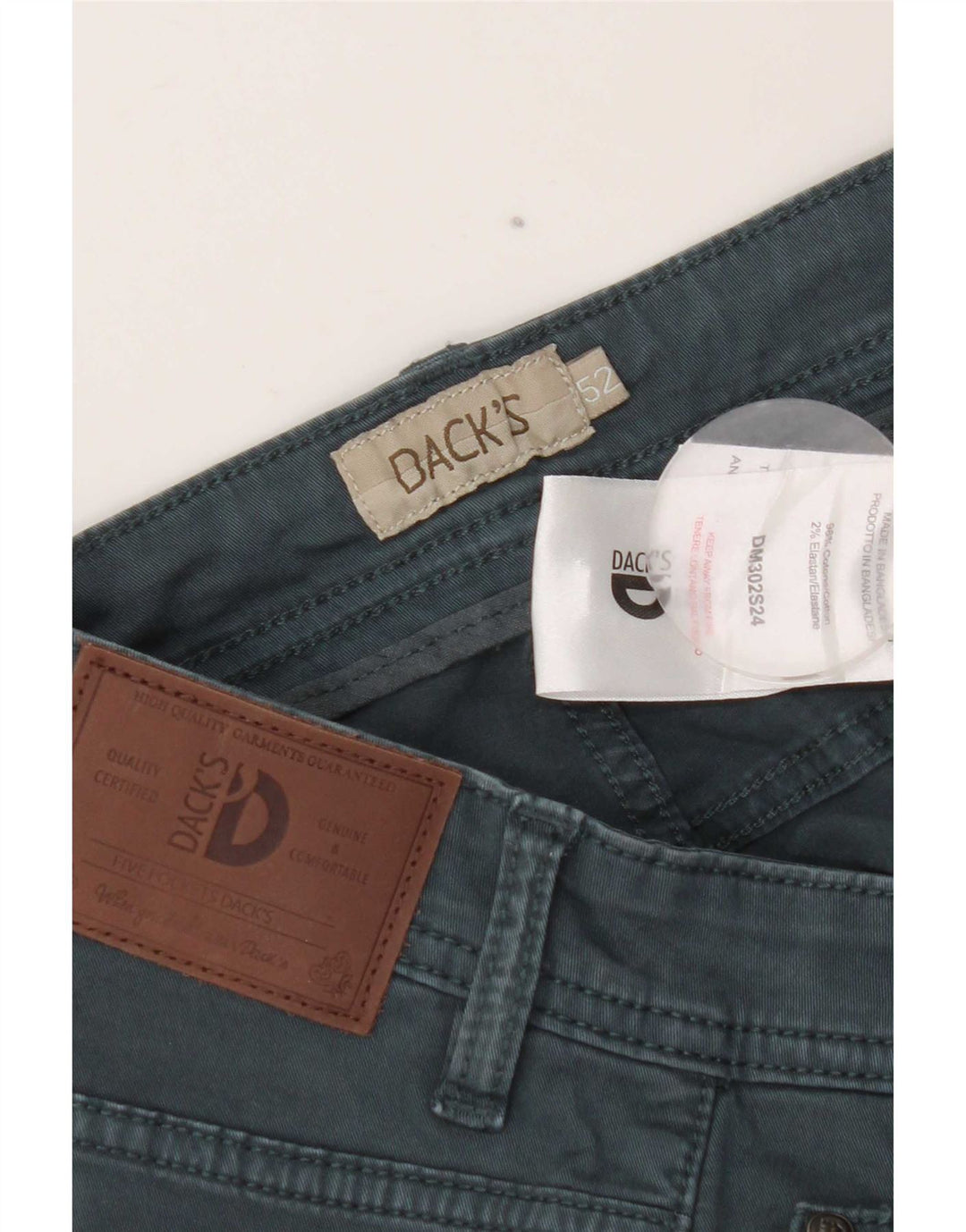 Dack's Pantalones casuales delgados para hombre W34 L32 Algodón verde