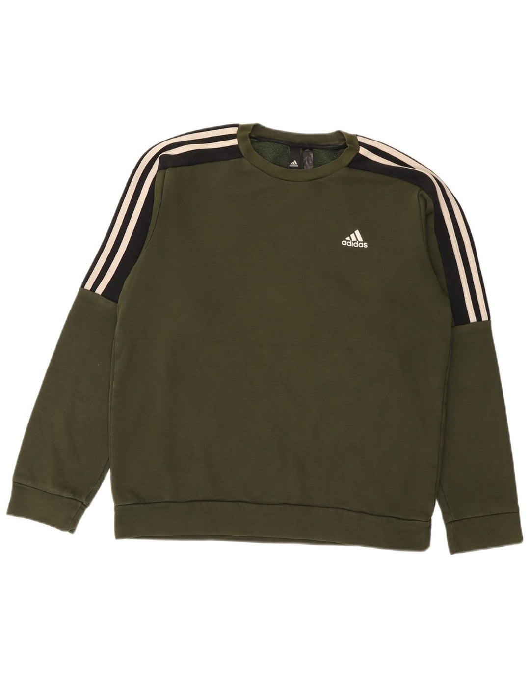 Adidas Hombre Sudadera Jumper Small Caqui Colorblock Algodón
