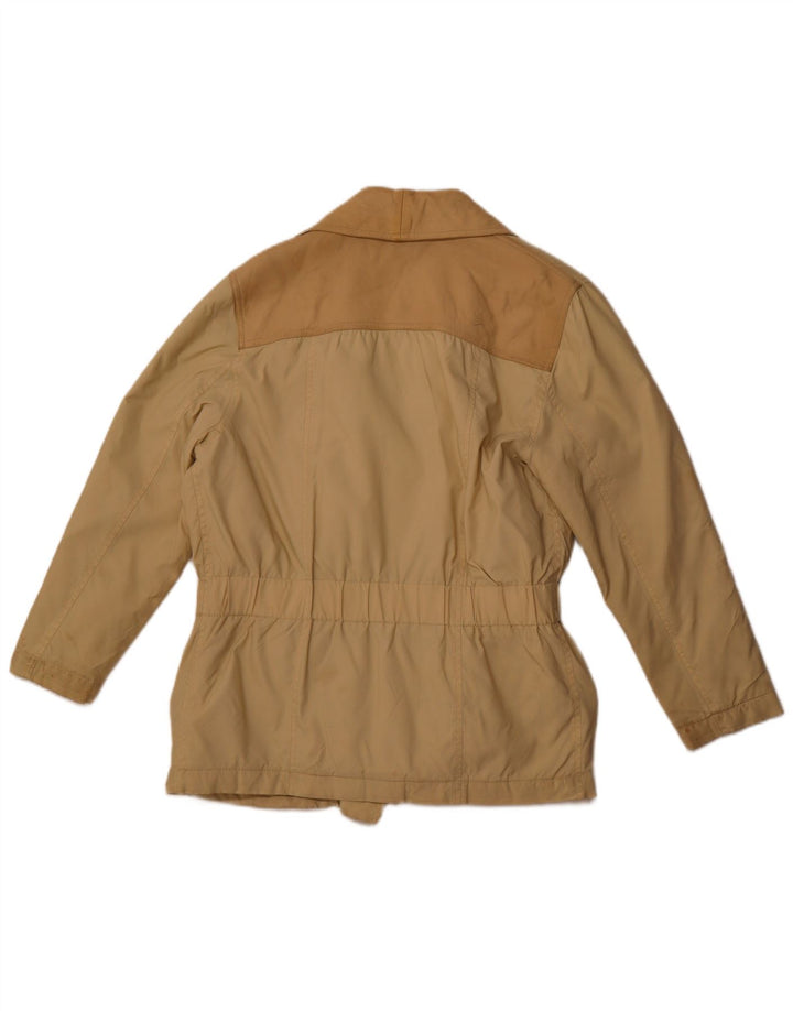 VINTAGE Chaqueta utilitaria para mujer Reino Unido 16 Bloque de color beige grande