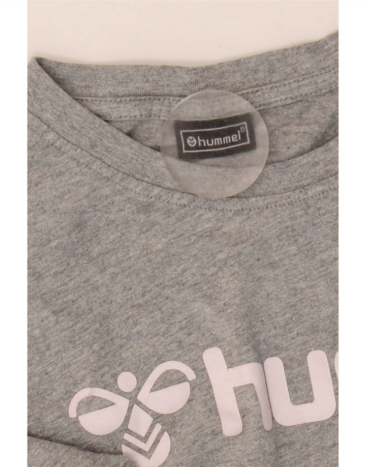 Hummel Camiseta gráfica para hombre Top de algodón moteado gris medio