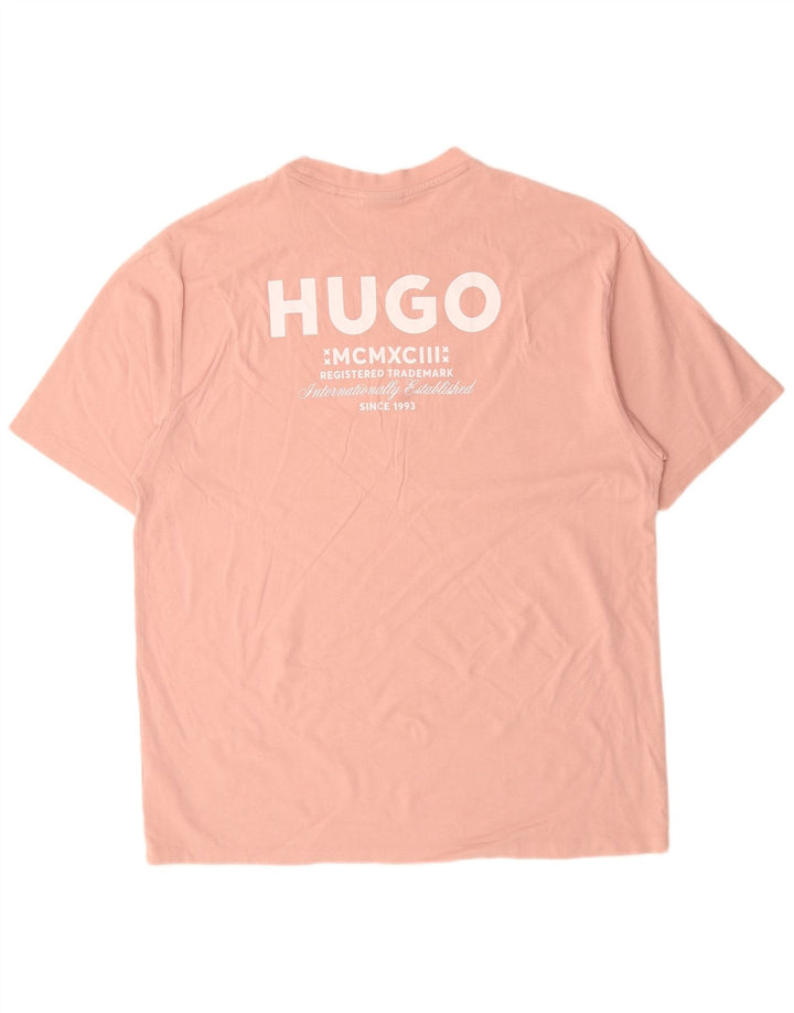HUGO BOSS Camiseta gráfica para hombre Top XL Algodón rosa