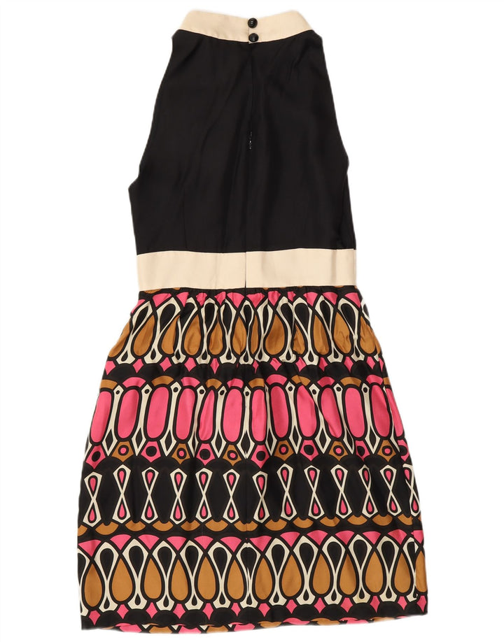 MILLY Vestido sin mangas para mujer US 6 mediano negro seda geométrica