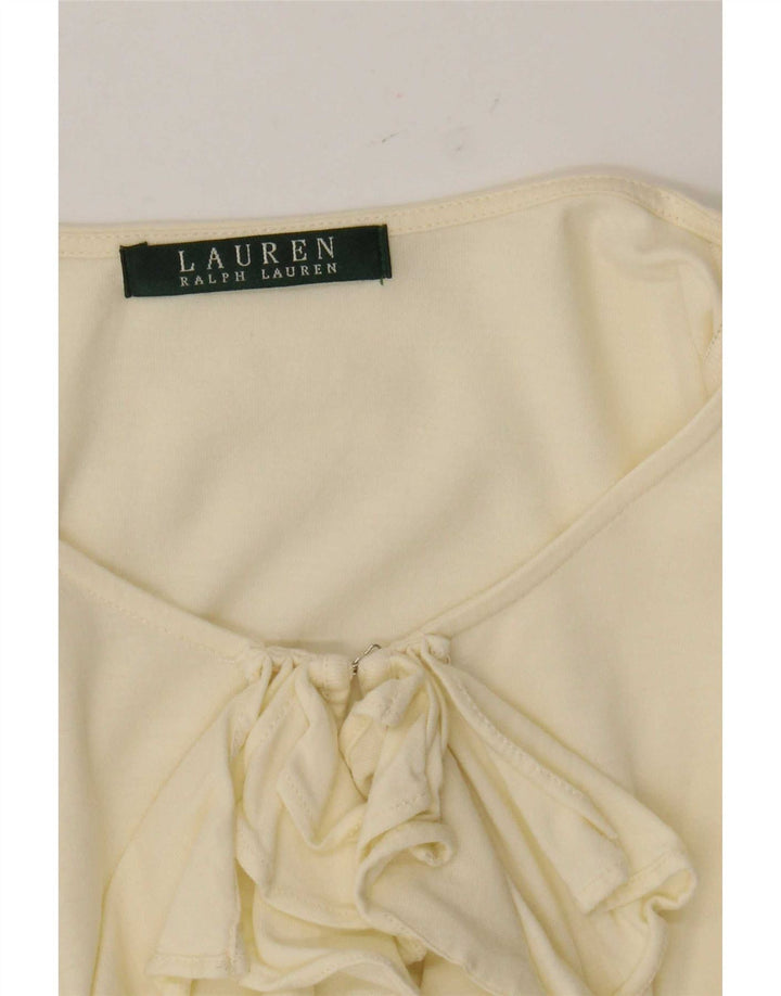 Ralph Lauren - Top con volantes para mujer, manga larga, Reino Unido 12, color amarillo medio