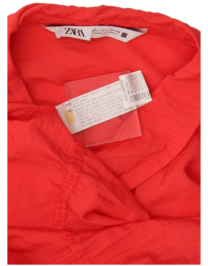Zara Vestido Básico Mujer UK 46 Grande Viscosa Naranja