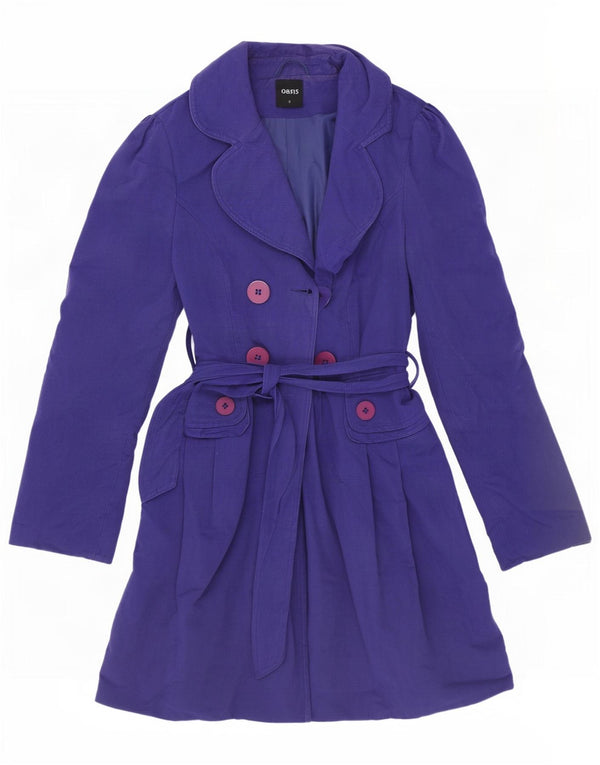 Gabardina Oasis para mujer Reino Unido 10 Small Púrpura Tela a rayas Algodón