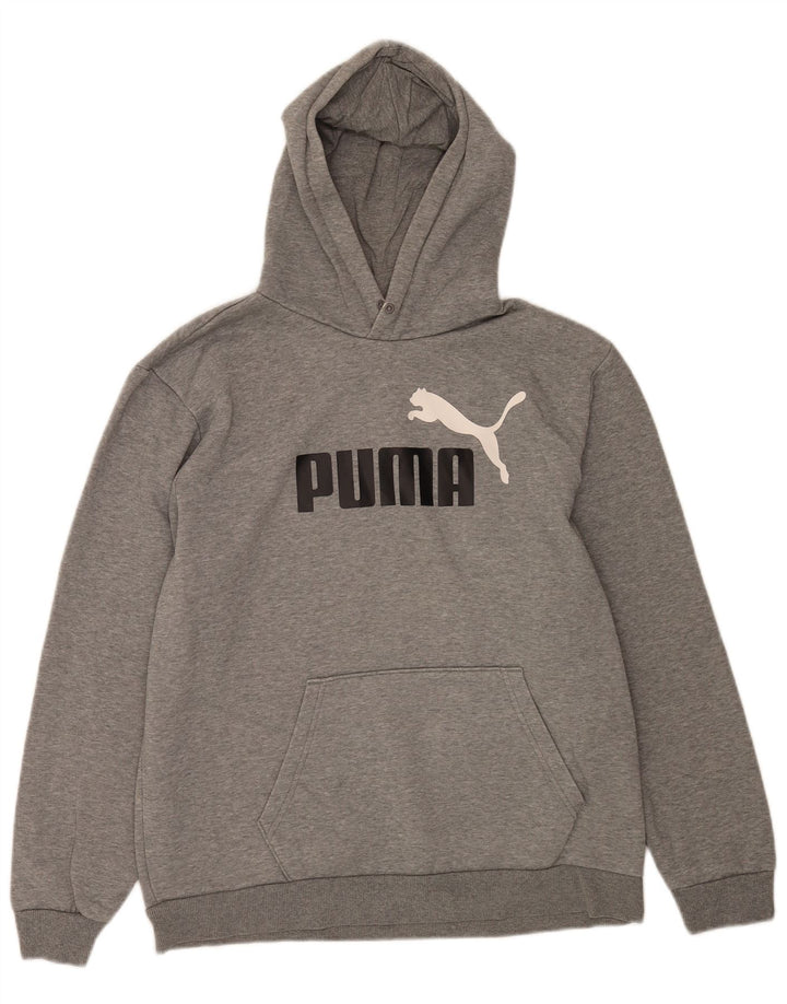 Puma Sudadera con capucha gráfica para hombre, talla grande, gris