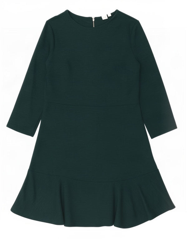 Gap Vestido acampanado de manga 3/4 para mujer UK 10 Small Rayón verde