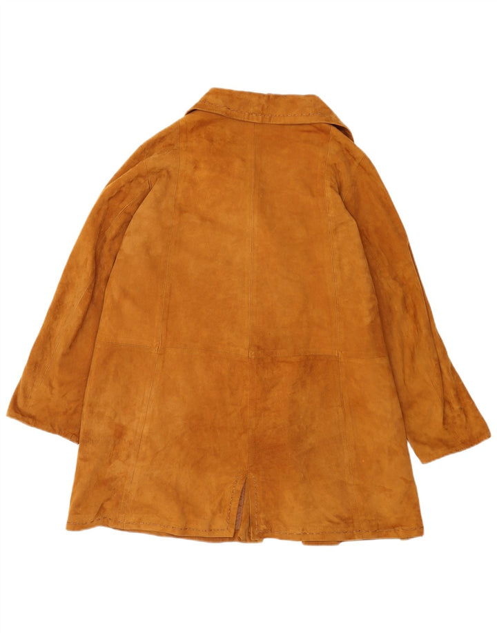 Vintage mujer ante chaqueta Reino Unido 14 cuero marrón medio