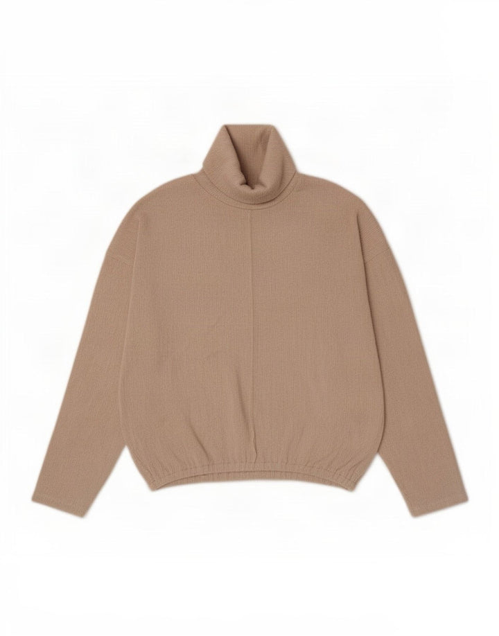 Zara Mujer Oversize Roll Neck Jumper Sweater UK 44 Medio Beige Poliéster