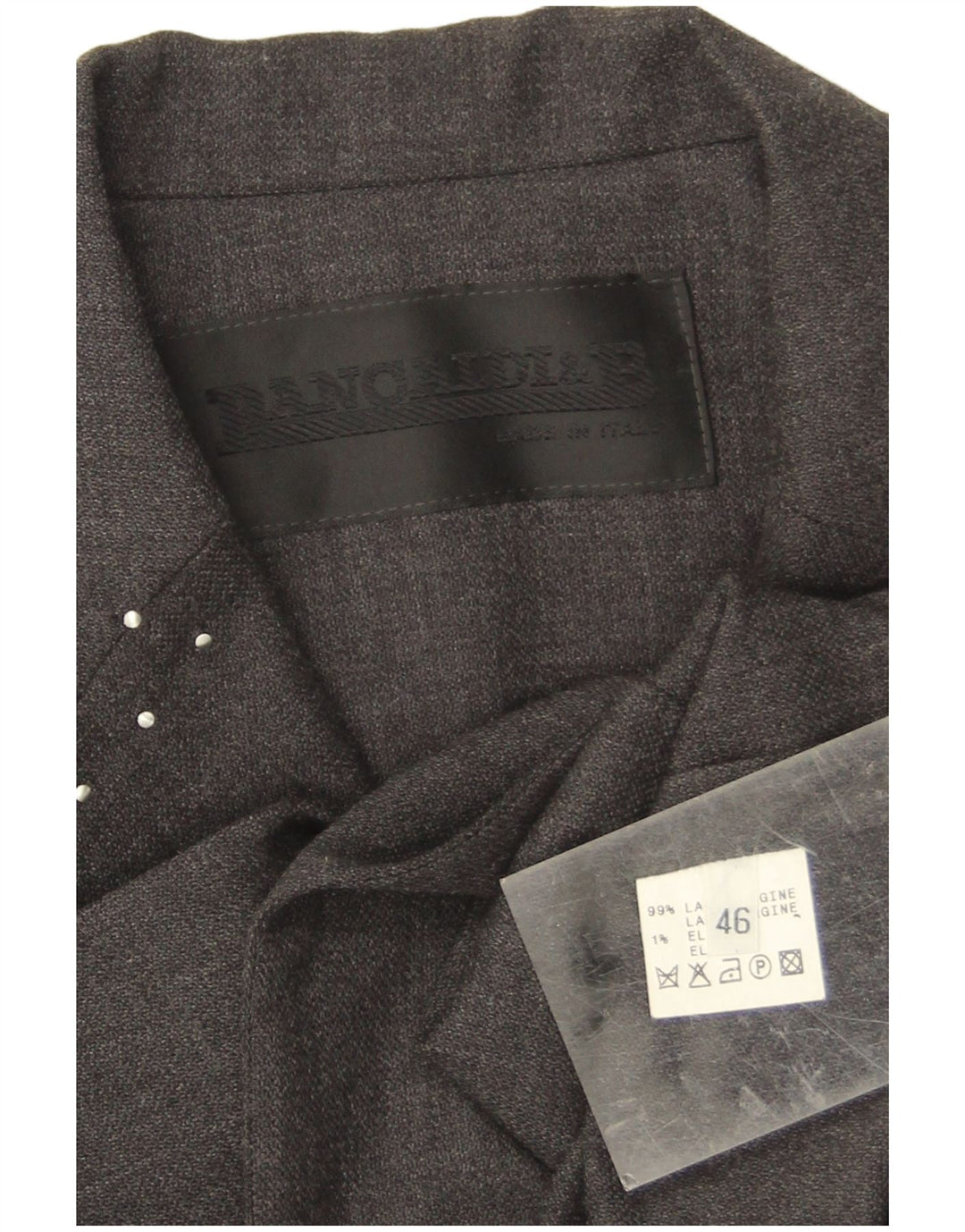 Pancaldi & B Chaqueta Americana Abierta para Mujer IT 46 Grande Lana Virgen Gris