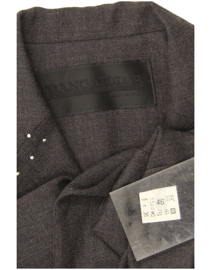 Pancaldi & B Chaqueta Americana Abierta para Mujer IT 46 Grande Lana Virgen Gris
