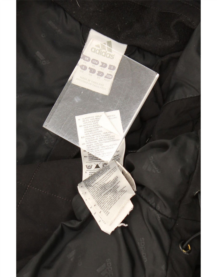 ADIDAS Womens Hooded Windbreaker Jacket UK 14 Medium Black Polyester