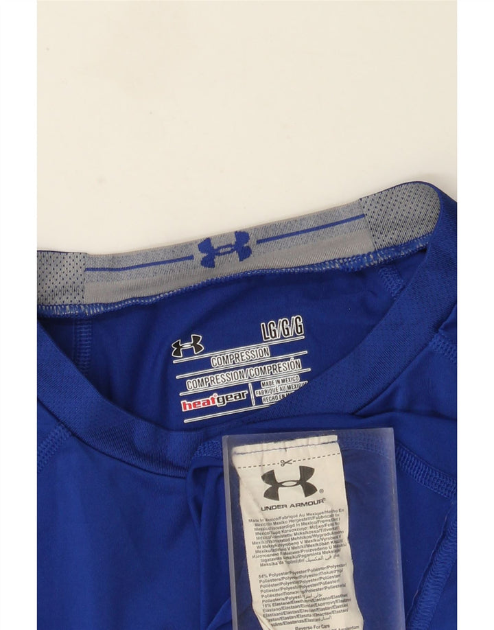 Under Armour Camiseta con gráfico Heat Gear para hombre, manga larga, poliéster azul grande