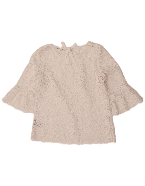 Boden Blusa transparente de manga 3/4 para mujer UK 40 Medium White Floral