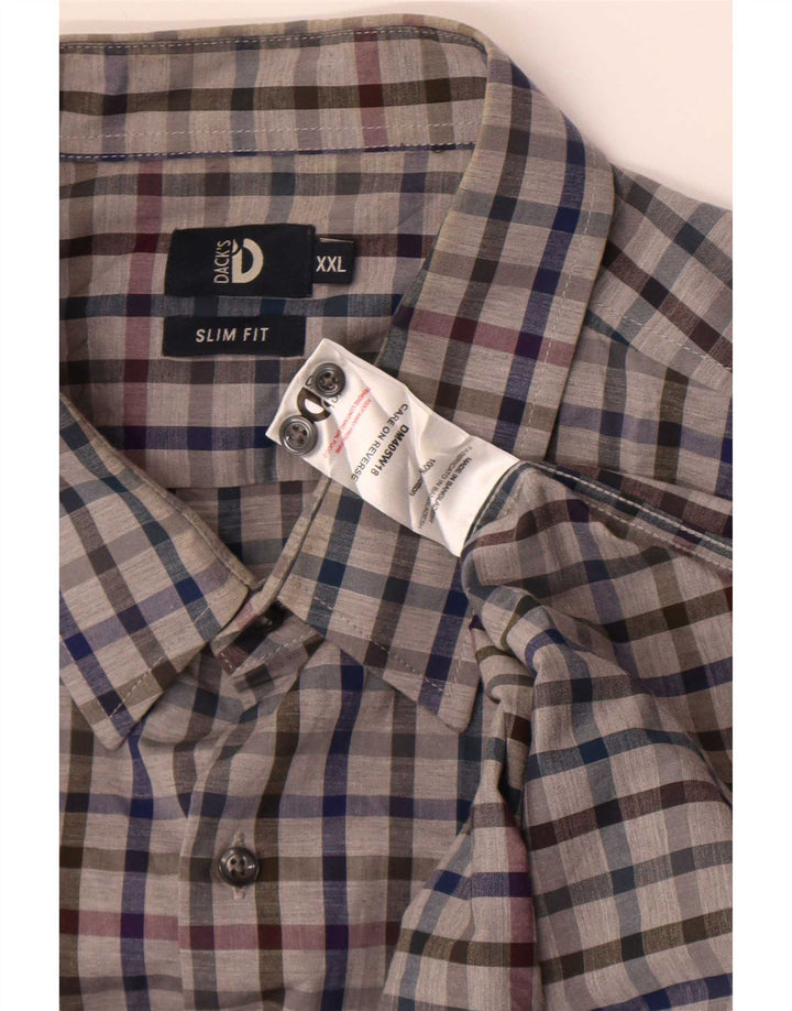 Dack's Camisa ajustada para hombre 2XL Algodón a cuadros gris