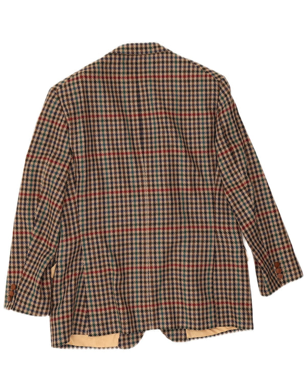 DAKS Chaqueta tipo blazer de 2 botones para hombre UK 38 Lana de pata de gallo marrón medio