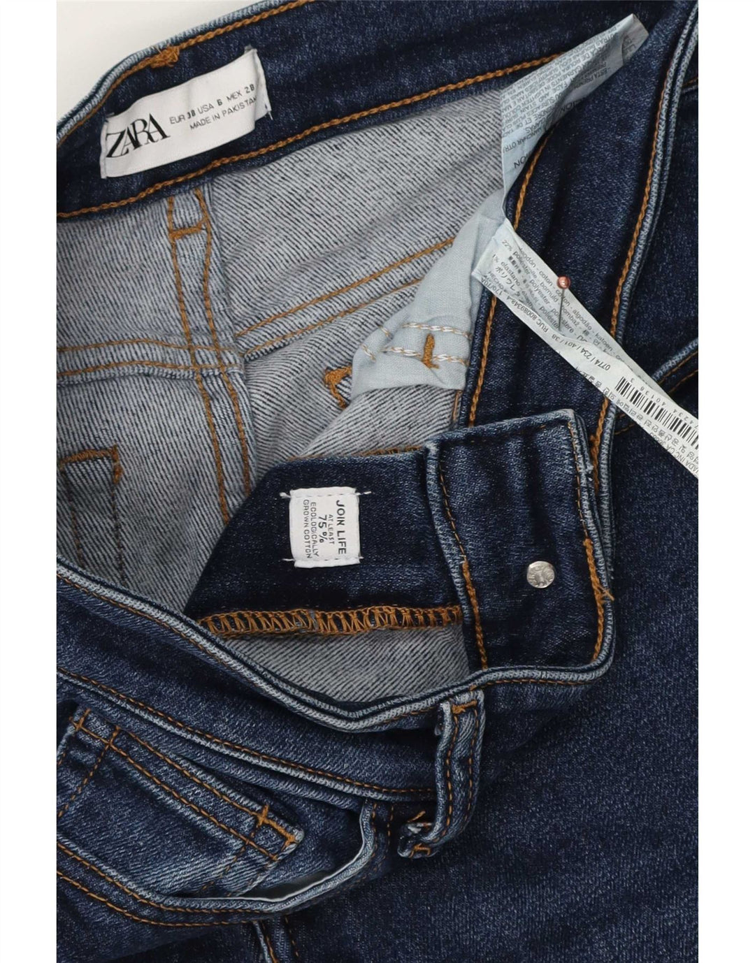 Zara Mujer Vaqueros Slim Medium W28 L27 Azul Algodón