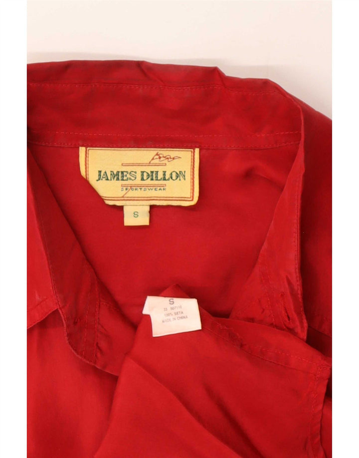 James Dillon Camisa para hombre pequeña seda roja