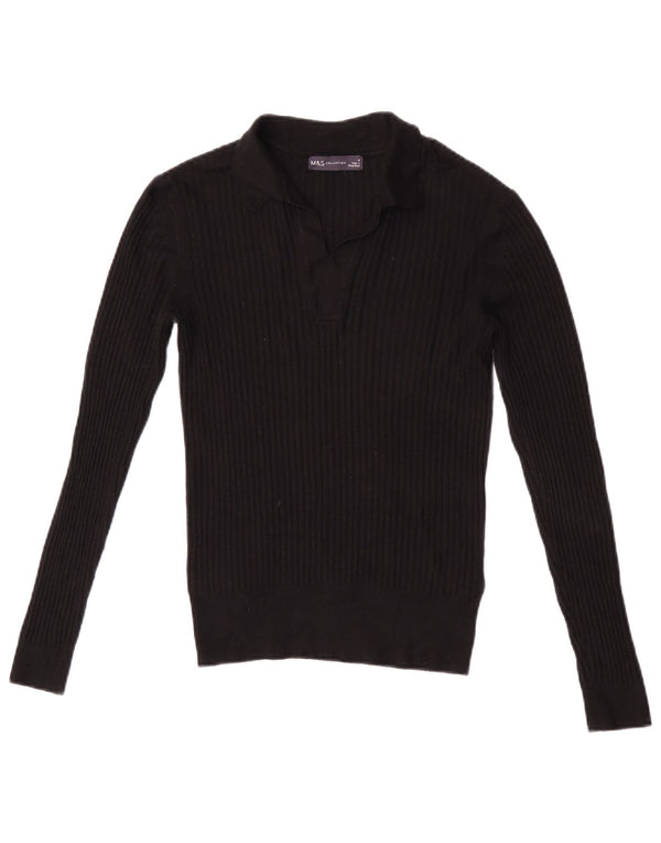 Marks & Spencer Polo de manga larga para mujer UK 8 Small Viscosa negra