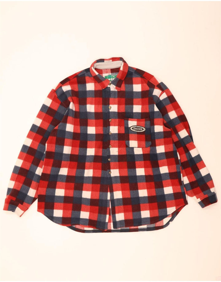 Diadora Camisa Polar Hombre IT 58 2XL Cuadros Rojos